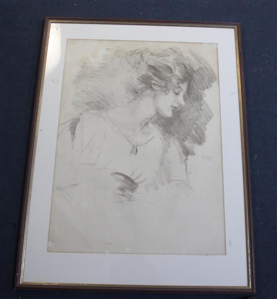 Albert de Belleroche (1864-1944) Study of a seated woman 21.5 x 19in., and another of a lady, 27 x 20in.